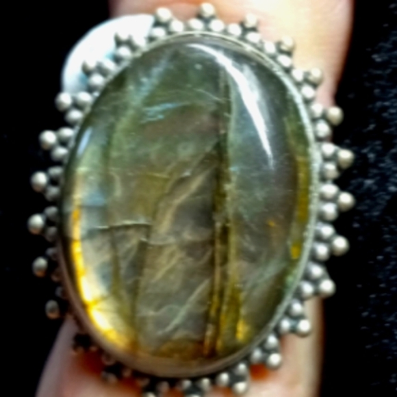 29 NWT Labradorite gemstone crystal 925 silver ring size 8 free shipping - Picture 4 of 5